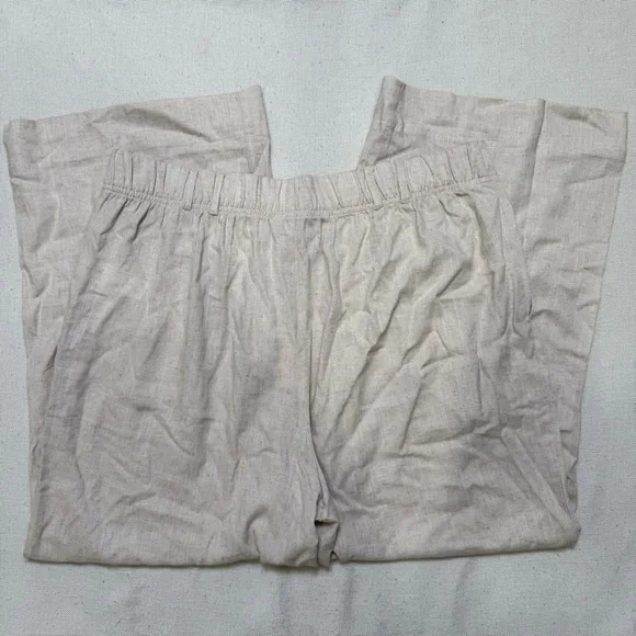 Dex Linen Blend Wide Leg Pants Natural Beige Size XL - Picture 4 of 6